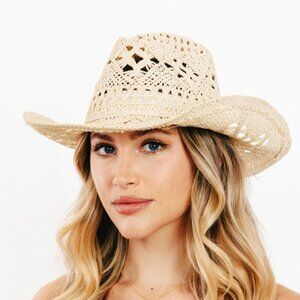 Fame Western Straw Braided Cowboy Sun Hat